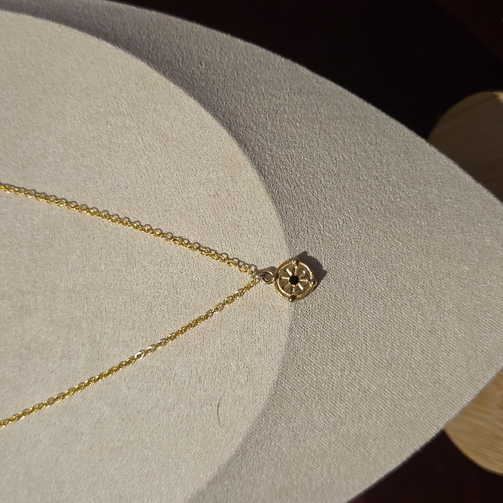 Dainty Compass NSEW Gold Tone Pendant Necklace